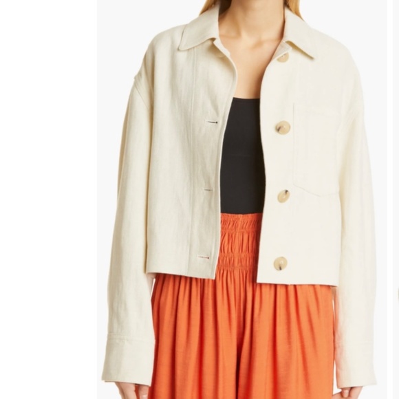 Vince Organic Cotton & Linen Twill Jacket Lemon Stone SZ 1X - Picture 16 of 16